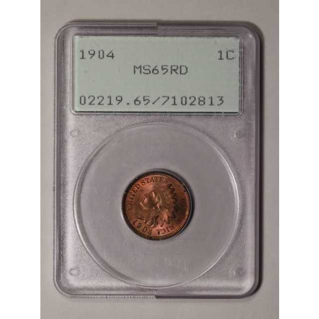 1904 1C Indian Cent - Type 3 Bronze PCGS MS65RD