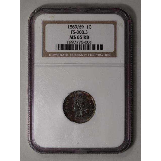 1869/69 Bronze Indian Cent FS-301 1C NGC MS65RB