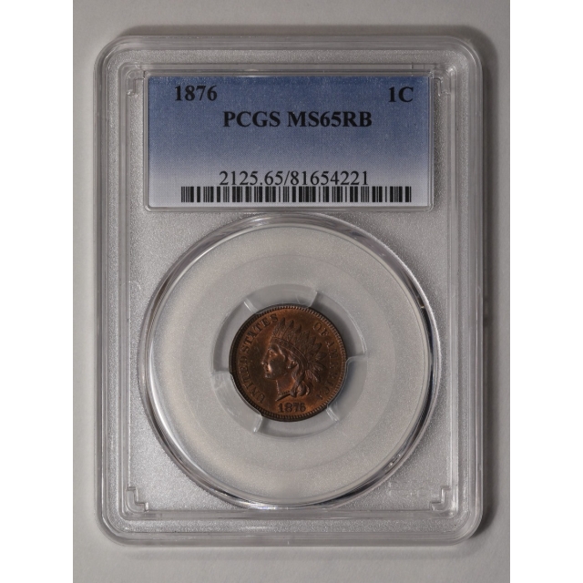 1876 1C Indian Cent - Type 3 Bronze PCGS MS65RB