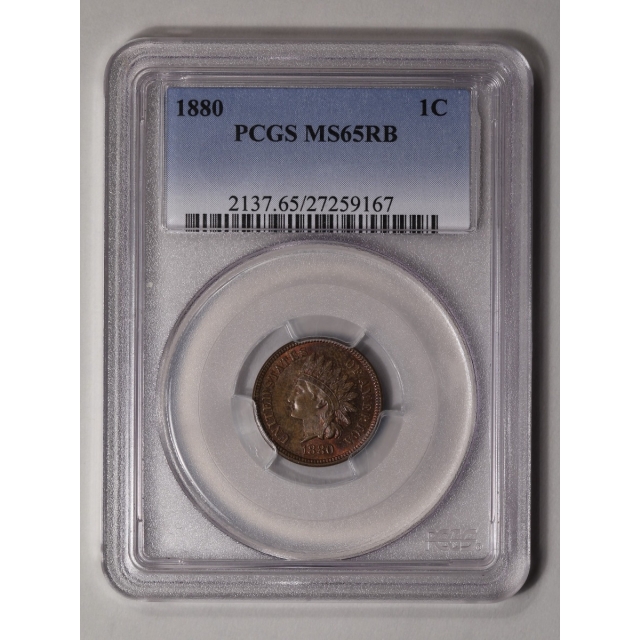 1880 1C Indian Cent - Type 3 Bronze PCGS MS65RB