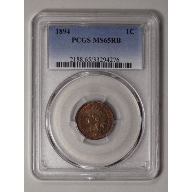 1894 1C Indian Cent - Type 3 Bronze PCGS MS65RB