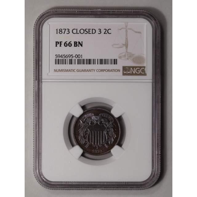 1873 CLOSED 3 Two Cent Piece 2C NGC PR66BN