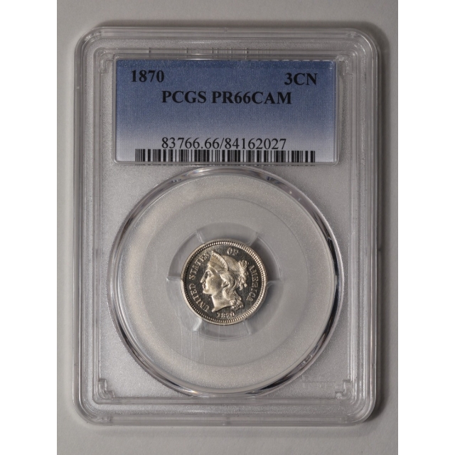 1870 3CN Three Cent Nickel PCGS PR66CAM