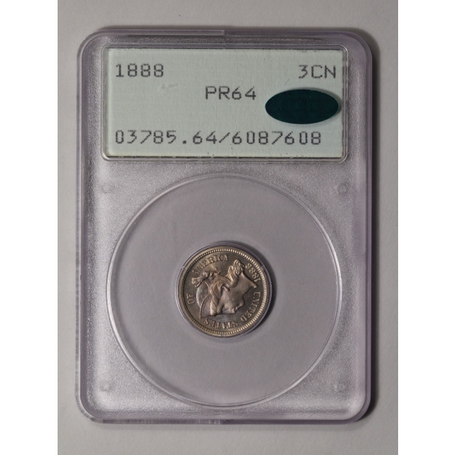 1888 3CN Three Cent Nickel PCGS PR64 (CAC)