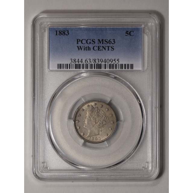 1883 5C With CENTS Liberty Nickel PCGS MS63