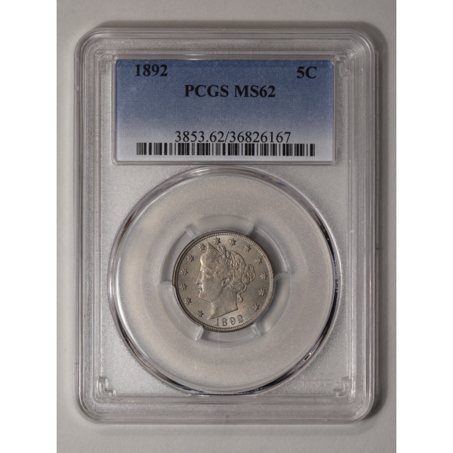 1892 5C Liberty Nickel PCGS MS62