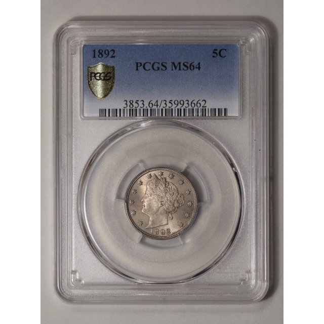 1892 5C Liberty Nickel PCGS MS64