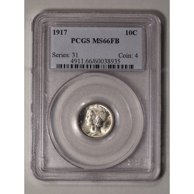1917 10C Mercury Dime PCGS MS66FB