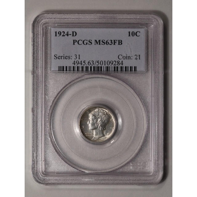 1924-D 10C Mercury Dime PCGS MS63FB