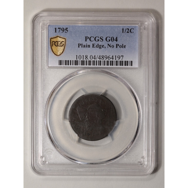 1795 1/2C Plain Edge, No Pole Liberty Cap Half Cent - Type 3 Facing Right Small Head PCGS G4BN