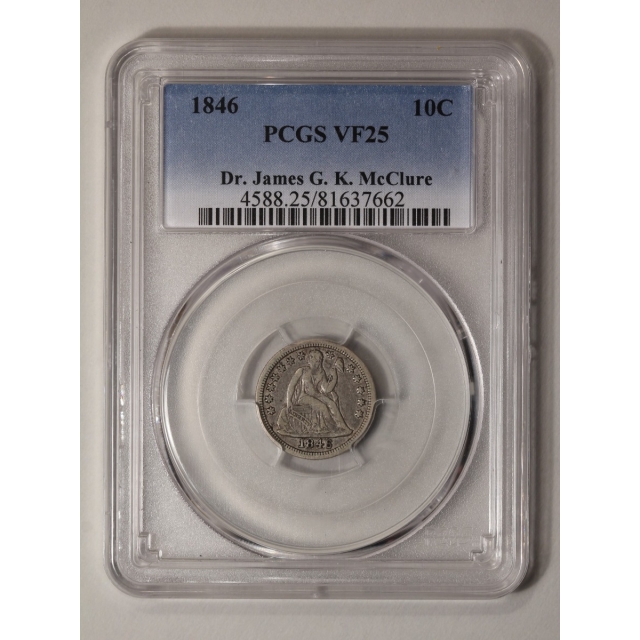 1846 10C Liberty Seated Dime PCGS VF25