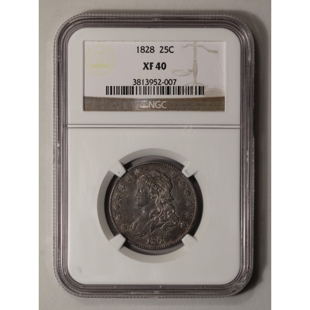 1828 Capped Bust, Large Size Quarter 25C NGC XF40