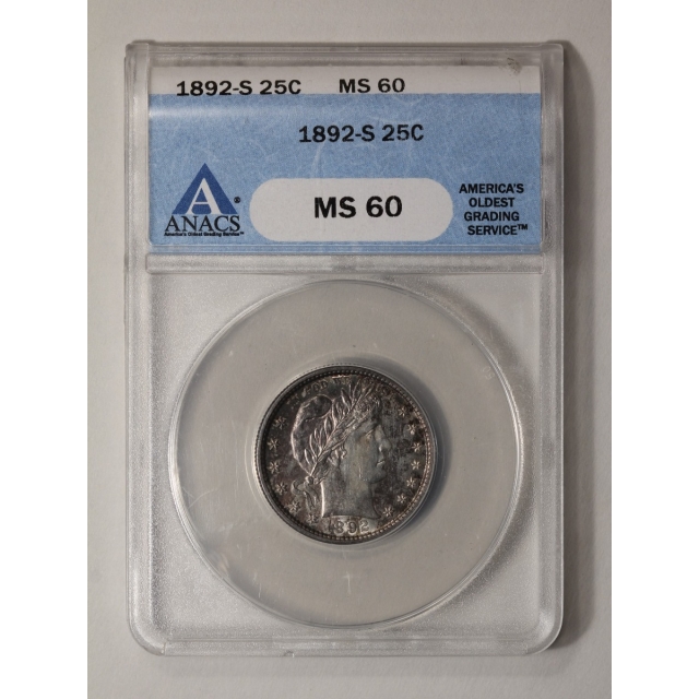 1892-S 25C Barber Quarter ANACS MS60