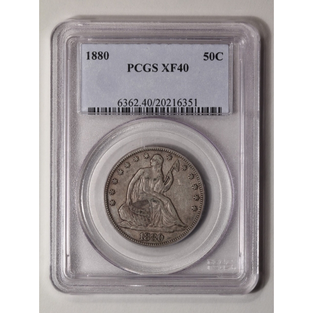 1880 50C Liberty Seated Half Dollar PCGS XF40