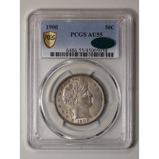 1900 50C Barber Half Dollar PCGS AU55 (CAC)