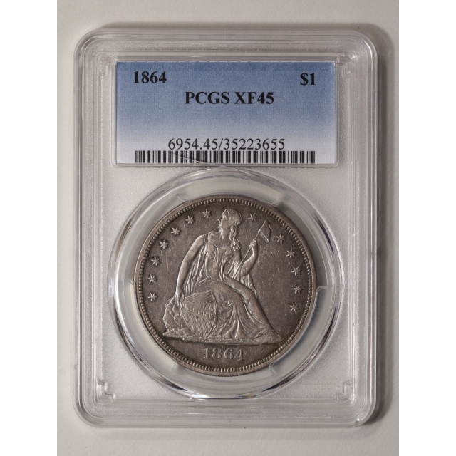 1864 $1 Liberty Seated Dollar PCGS XF45