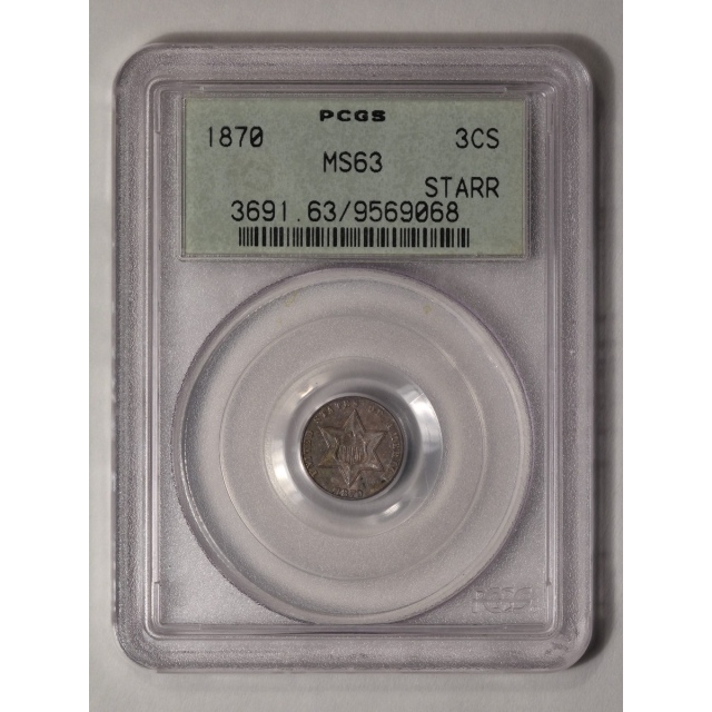1870 3CS Three Cent Silver PCGS MS63