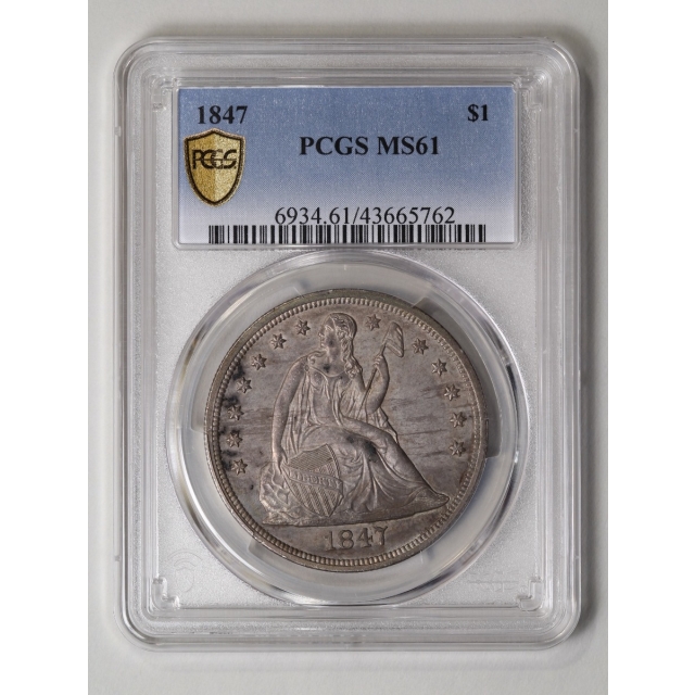 1847 $1 Liberty Seated Dollar PCGS MS61