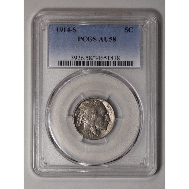 1914-S 5C Buffalo Nickel PCGS AU58