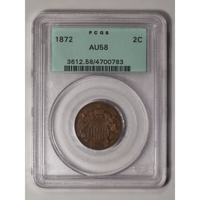 1872 2C Two Cent Piece PCGS AU58BN