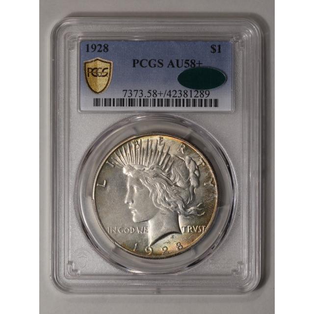 1928 $1 Peace Dollar PCGS AU58+ (CAC)