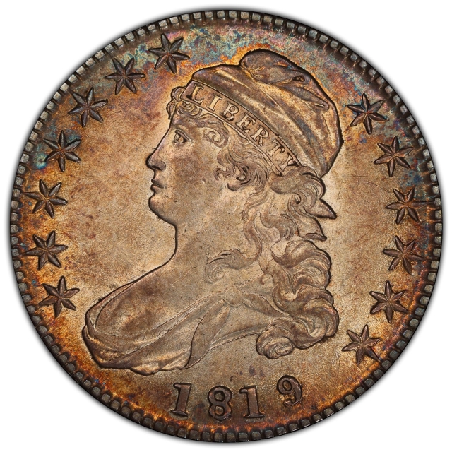 1819/8 50C Small 9 Capped Bust Half Dollar PCGS AU53