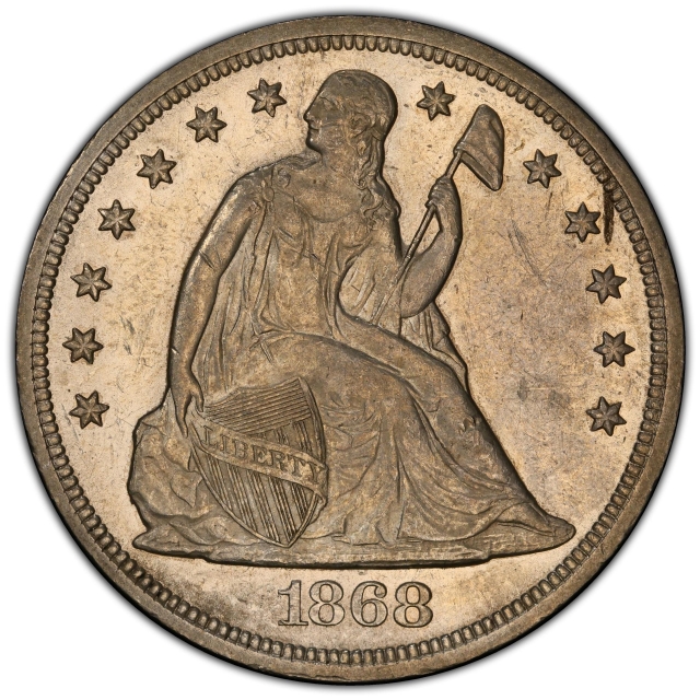1868 $1 Liberty Seated Dollar PCGS AU58