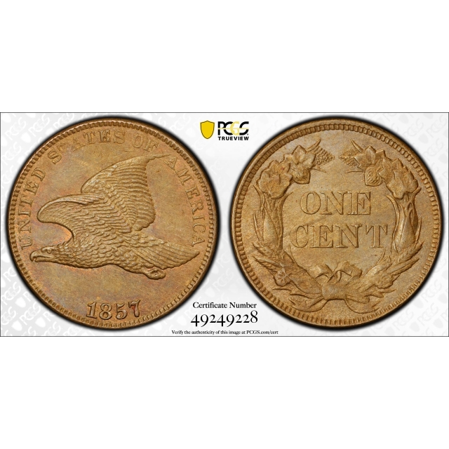 1857 1C Flying Eagle Cent PCGS MS64