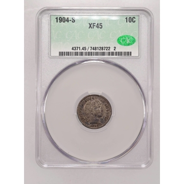 1904-S 10C Barber Dime CACG XF45 (CAC)