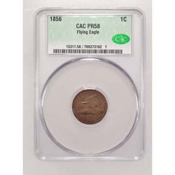 1856 Flying Eagle Cent 1C CACG PR58 CAC