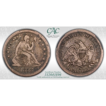 1858-S 25C Liberty Seated Quarter CACG MS85