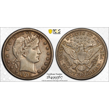 1901-S 25C Barber Quarter PCGS AU53