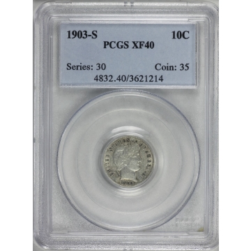 1903-S 10C Barber Dime PCGS XF40