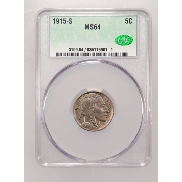 1915-S 5C Buffalo Nickel CACG MS64