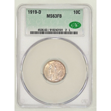 1919-D 10C Mercury Dime CACG MS63FB (CAC)