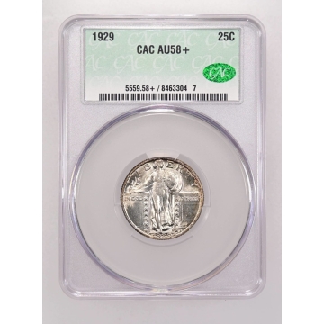 1929 25C Standing Liberty Quarter CACG AU58+ (CAC)