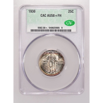 1930 25C Standing Liberty Quarter CACG AU58+FH (CAC)