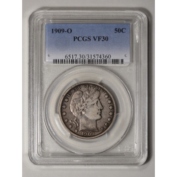 1909-O 50C Barber Half Dollar PCGS VF30