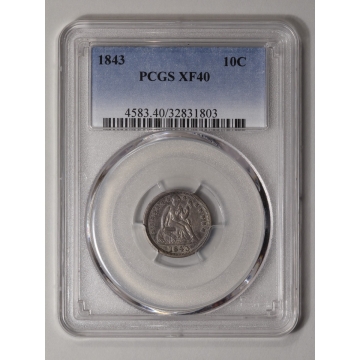 1843 10C Liberty Seated Dime PCGS XF40