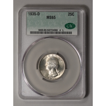 1935-D 25C Washington Quarter CACG MS65 (CAC)