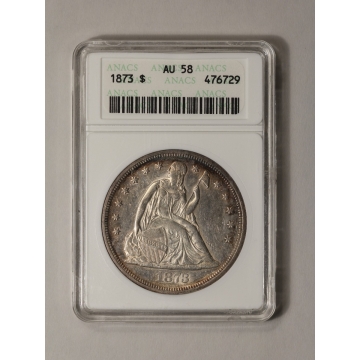 1873 $1 Seated Liberty Seated Dollar AU 58 ANACS