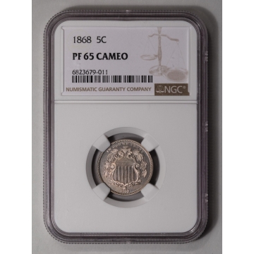 1868 Shield 5C NGC PR65CAM