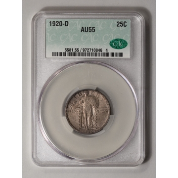 1920-D 25C Standing Liberty Quarter CACG AU55 (CAC)