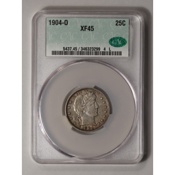 1904-O 25C Barber Quarter CACG XF45 (CAC)