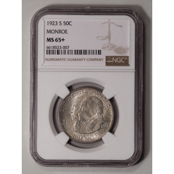 MONROE 1923-S Silver Commemorative 50C NGC MS65+