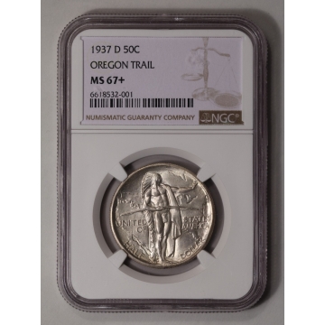 OREGON 1937-D Silver Commemorative 50C NGC MS67+