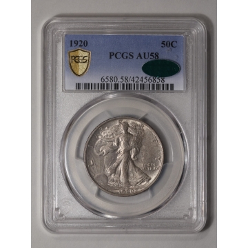 1920 50C Walking Liberty Half Dollar PCGS AU58 (CAC)