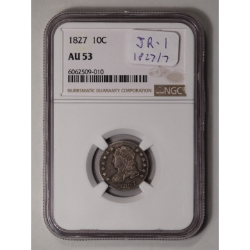 1827 Capped Bust Dime, Lg Size 10C NGC AU53