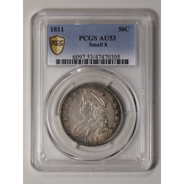 1811 50C Small 8 Capped Bust Half Dollar PCGS AU53