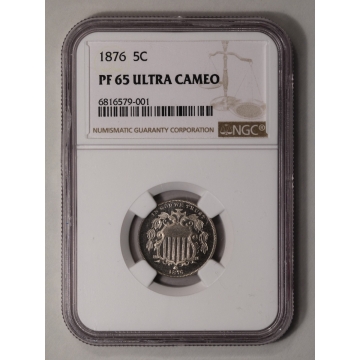 1876 Shield 5C NGC PR65DCAM